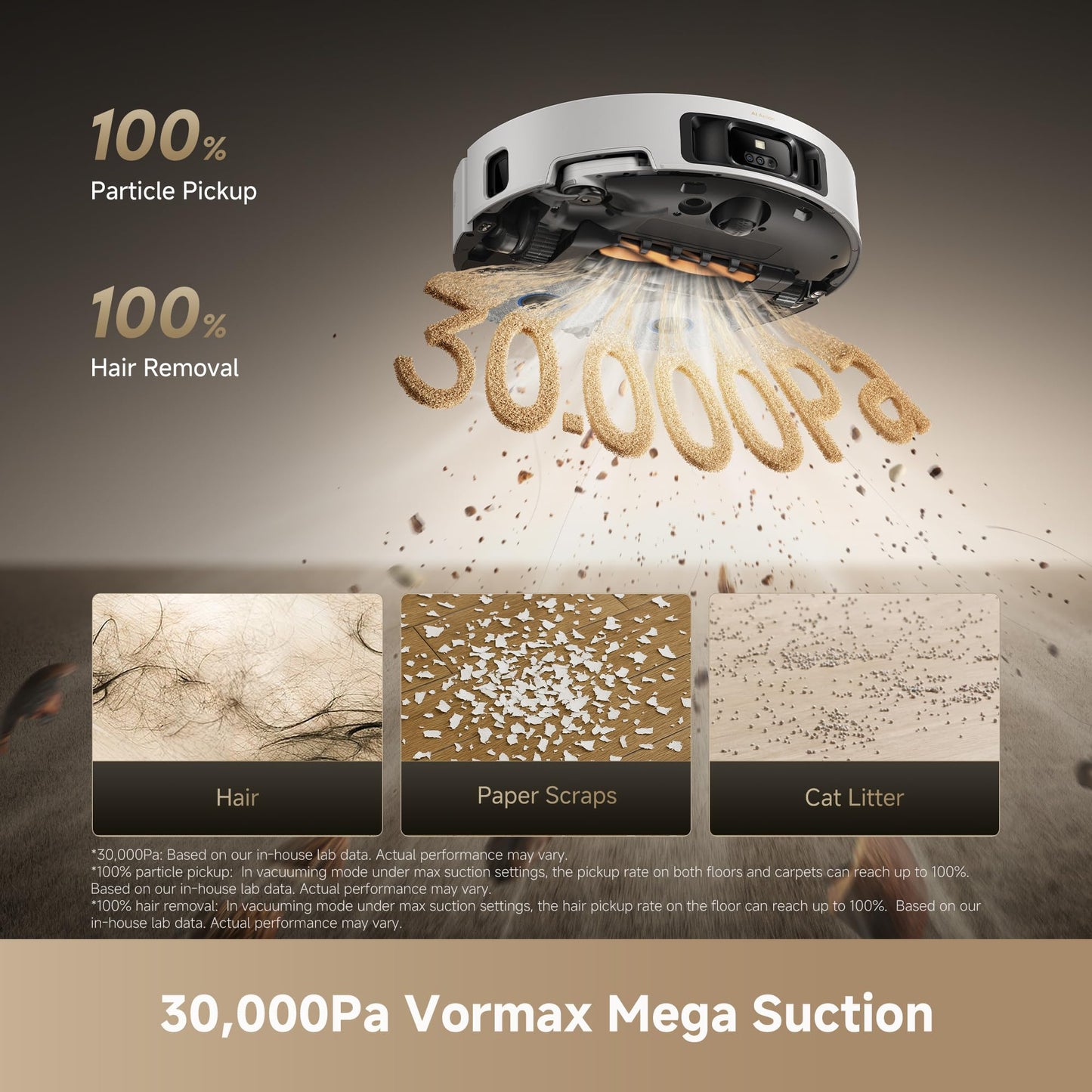 Robot Vacuum and Mop with Multi-Mop System, Up to 30,000Pa Suction, Obstacle Avoidance, Auto Empty & Mop Washing